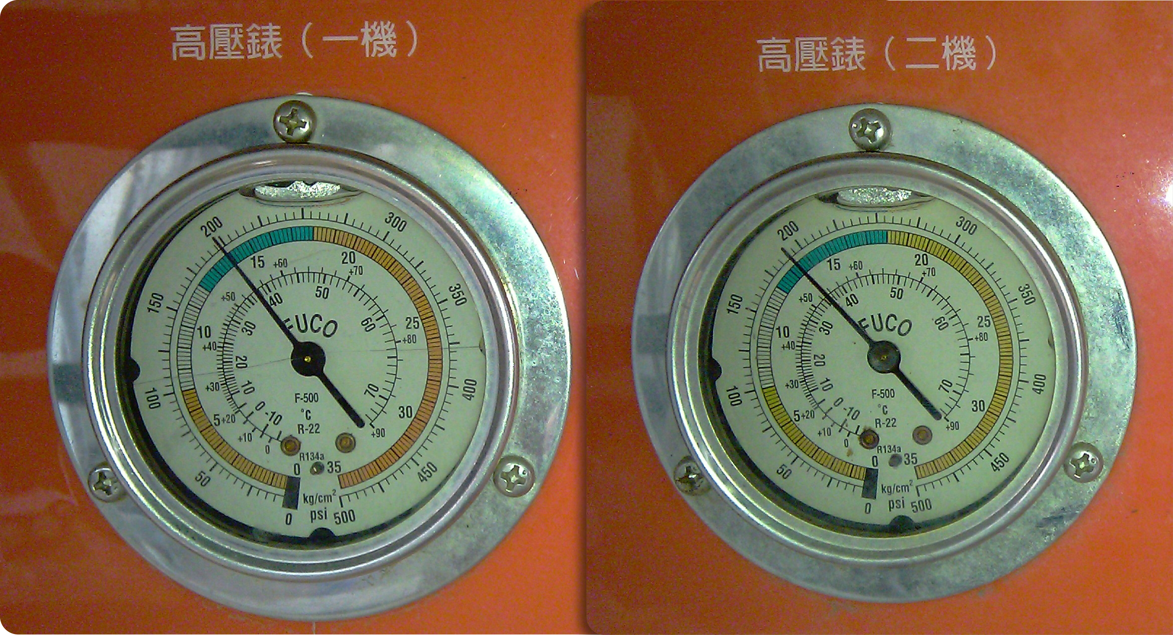 清洗後冷凝器高壓回落至約15KG，換熱阻力下降、散熱面積恢復、壓縮機負載減輕